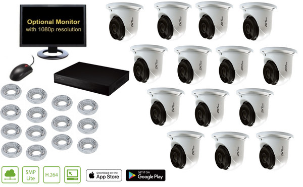 Infrared IP POE Security 5MP Dome Camera 14 Channels System